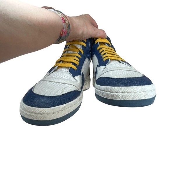 NEW Saint Laurent SL24 Mid Top Sneakers Blue and Off White 40.5 / 10.5 YSL - Picture 9 of 13